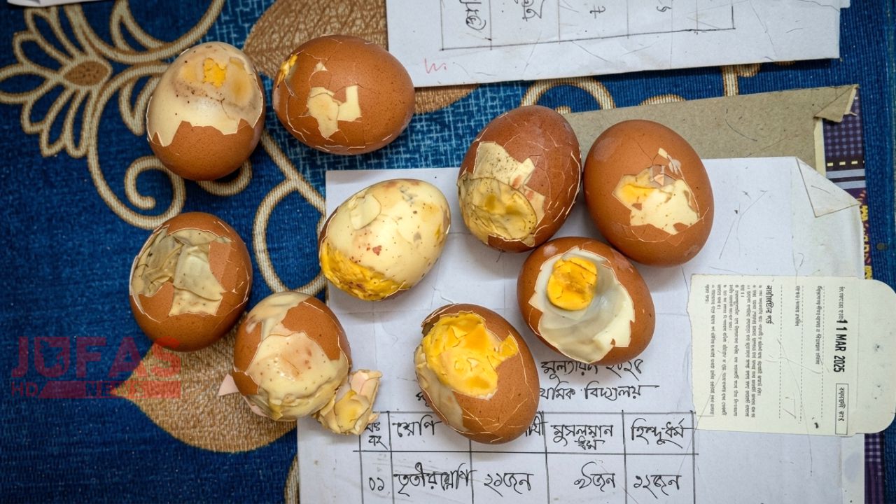 নীলফামারীতে স্কুল ফিডিংয়ে শিক্ষার্থীদের দেওয়া হলো পচা ডিম