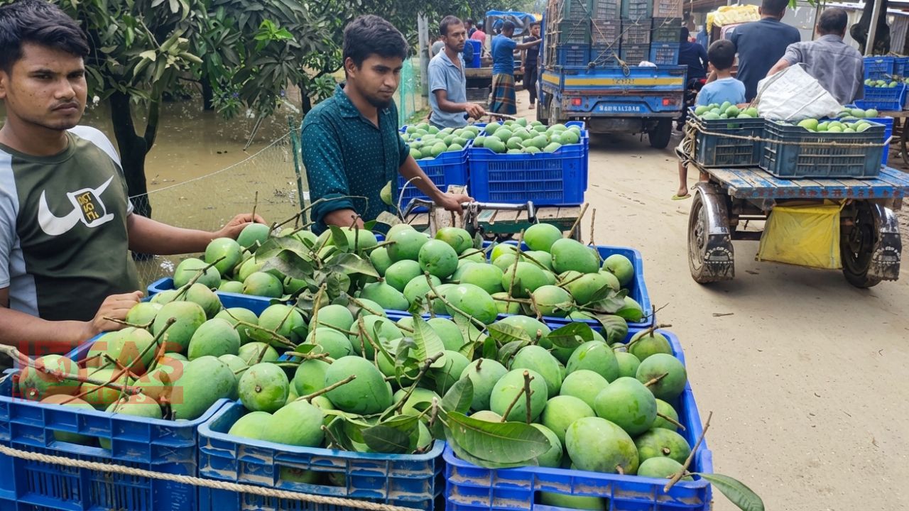 হাঁড়িভাঙ্গা আম ঘিরে জমজমাট পদাগঞ্জ হাট