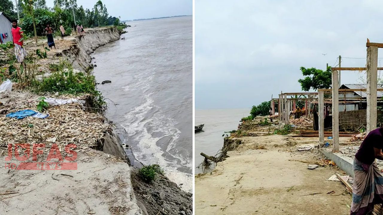 চিলমারীতে বিশারপাড়া আশ্রায়ন প্রকল্পটি ব্রহ্মপুত্র নদের ভাঙ্গনের কবলে