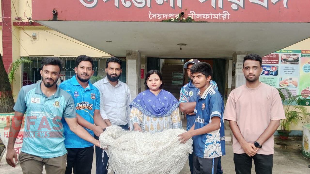 সৈয়দপুরে ঝড়ে ক্ষতিগ্রস্ত ক্রিকেট একাডেমি পেল নতুন অনুশীলন নেট