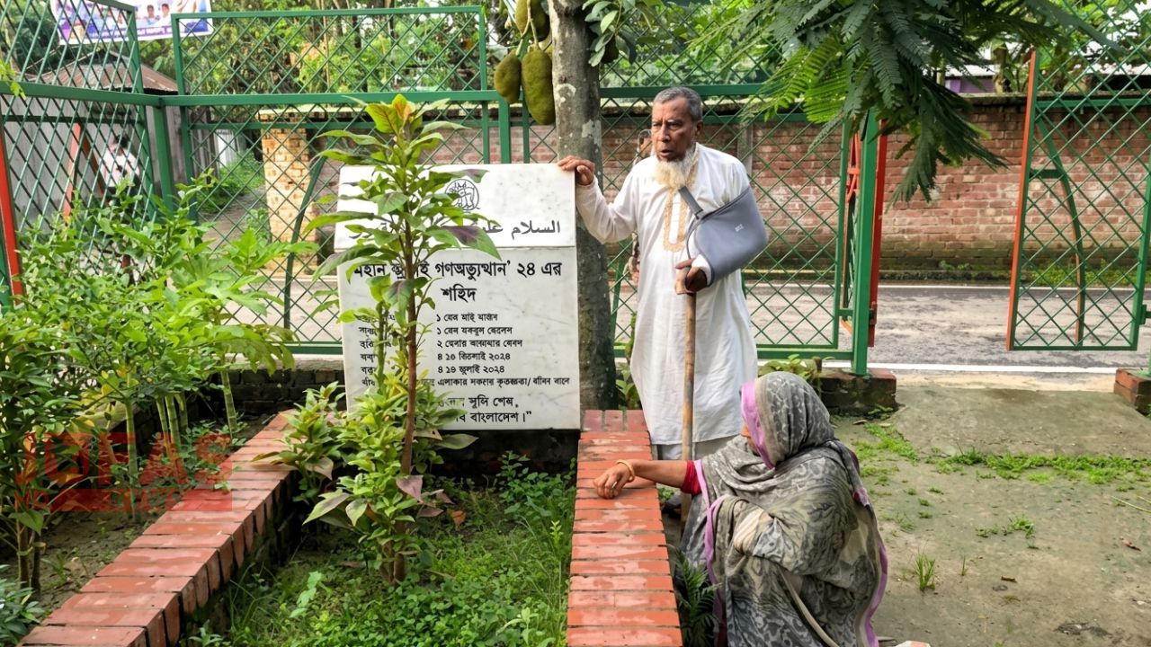 শহীদ আবু সাঈদের কবরের পাশে এখনো অঝোরে কাঁদেন মা